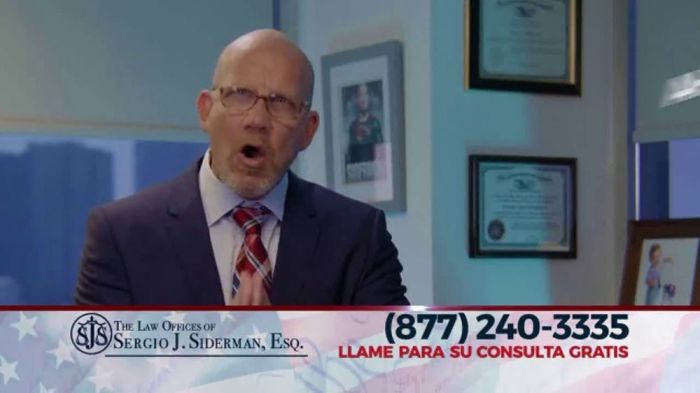 Law Offices of Sergio J. Siderman, Esq. TV Spot, 'No se arriesgue ... Abogado sergio siderman